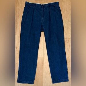 VTG Polo Ralph Lauren Andrew Pleated Denim Jean Chino Pants Blue Men’s 38/32*